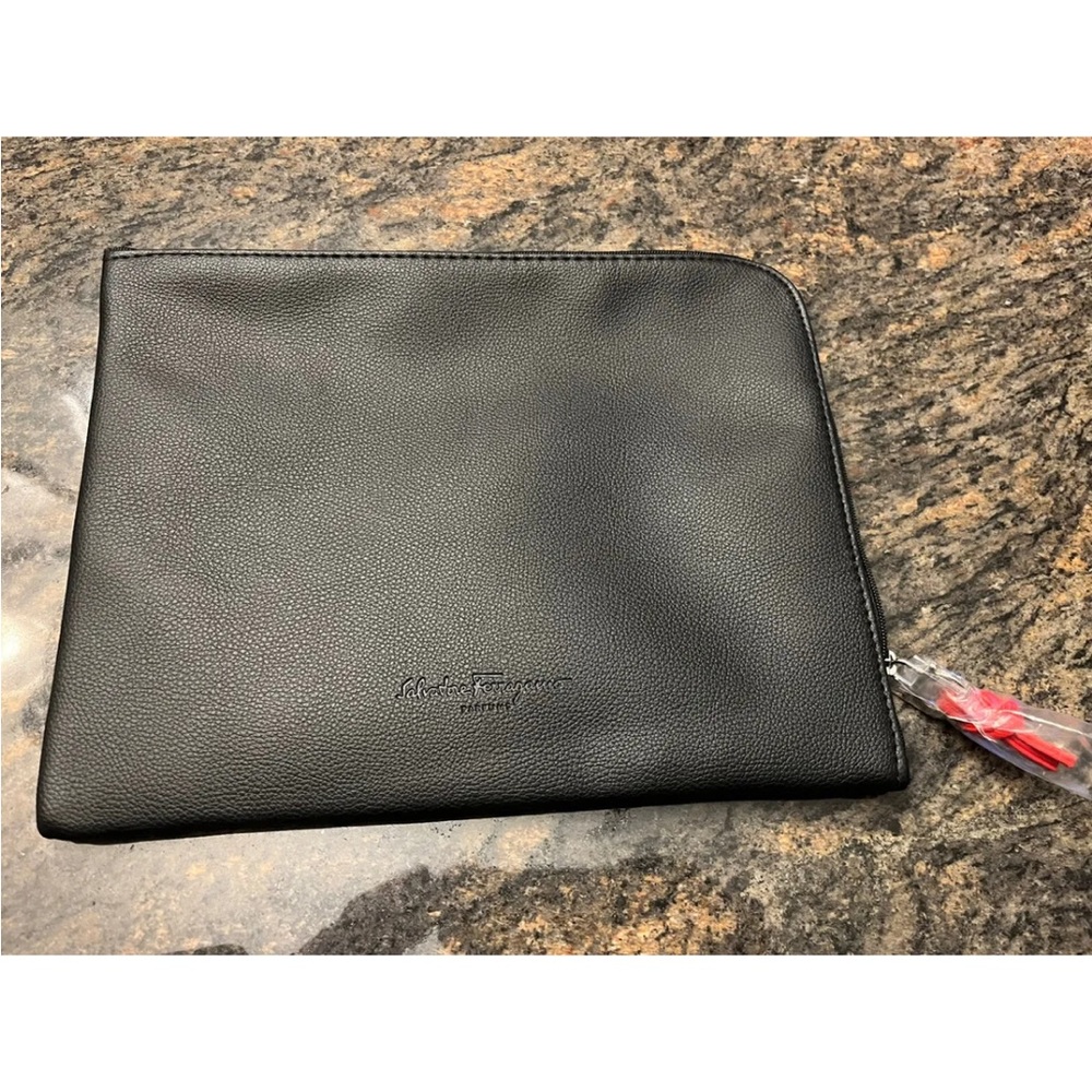 Salvatore Ferragamo Mens Black iPad / Tablet Case Pouch Black Magnifica NEW!